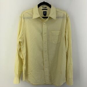Vintage GAP Mens Medium Classic Fit Button Front Shirt Yellow Cotton Y2K Grunge